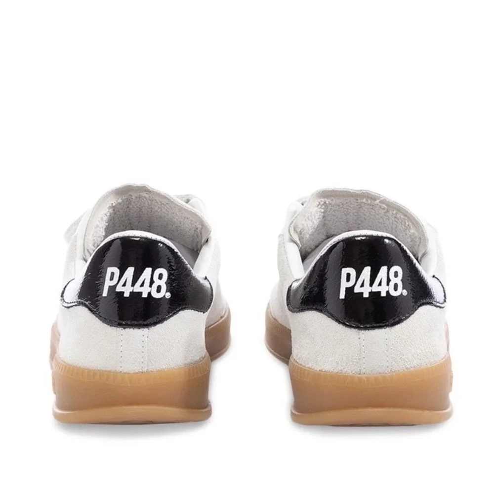 P448 Womens Monza‎ Low Top Sneakers Cream Thai Leather Made in Italy Size 42